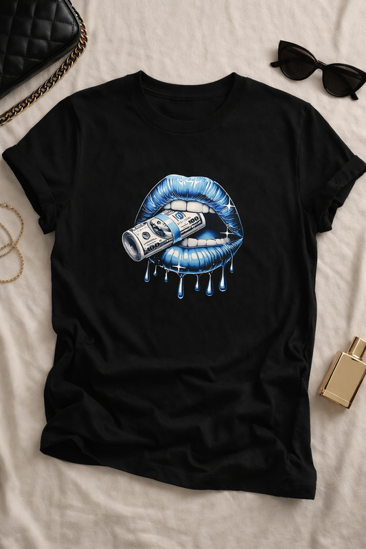 Damen T-Shirt „LUX LIPS“ – Diamond Print, Sexy Streetwear Shirt